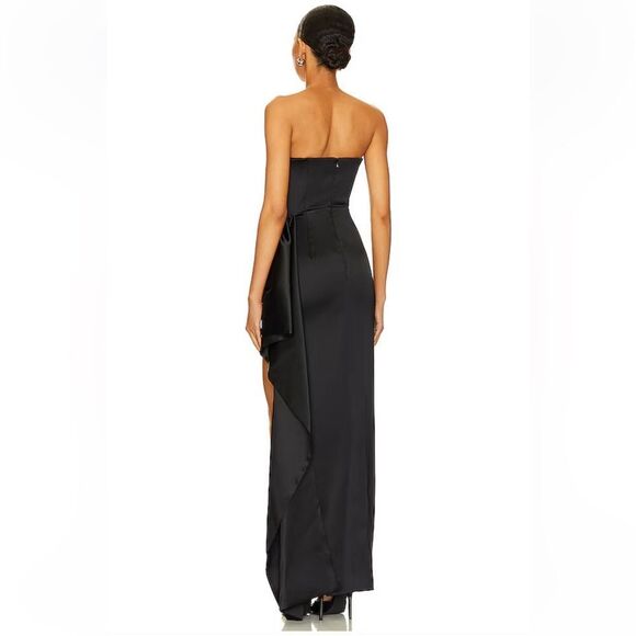 NICHOLAS Erelyn Strapless Gown Black satin maxi dress Revolve $585 Sz 0 - Picture 5 of 11